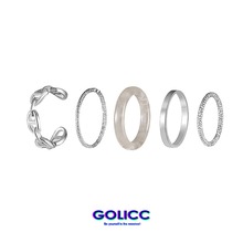GOLICC冷淡风简约素圈戒指女2021年新款潮食指尾戒时尚个性五件套
