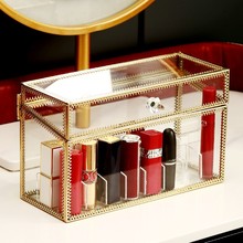 轻奢玻璃口红多格分格收纳盒展示架子梳妆台桌面化妆品置物架盒子